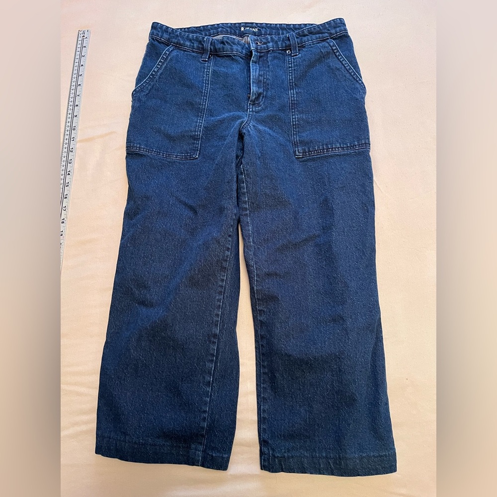 R Jeans Woman’s 32Petite Dark Blue High-Waist Wide Leg Jeans